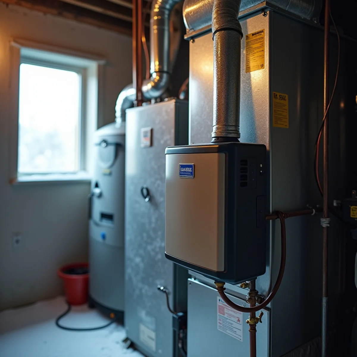 Whole-home humidifier installed on a furnace in a Pittsburgh home