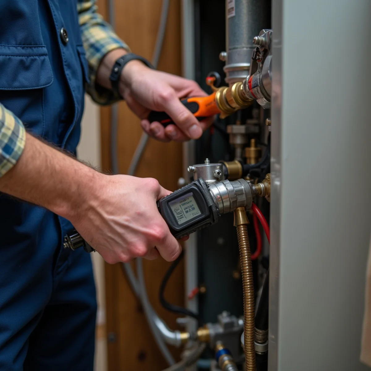 Werth-Aire technician performing boiler repair & install in a Pittsburgh home