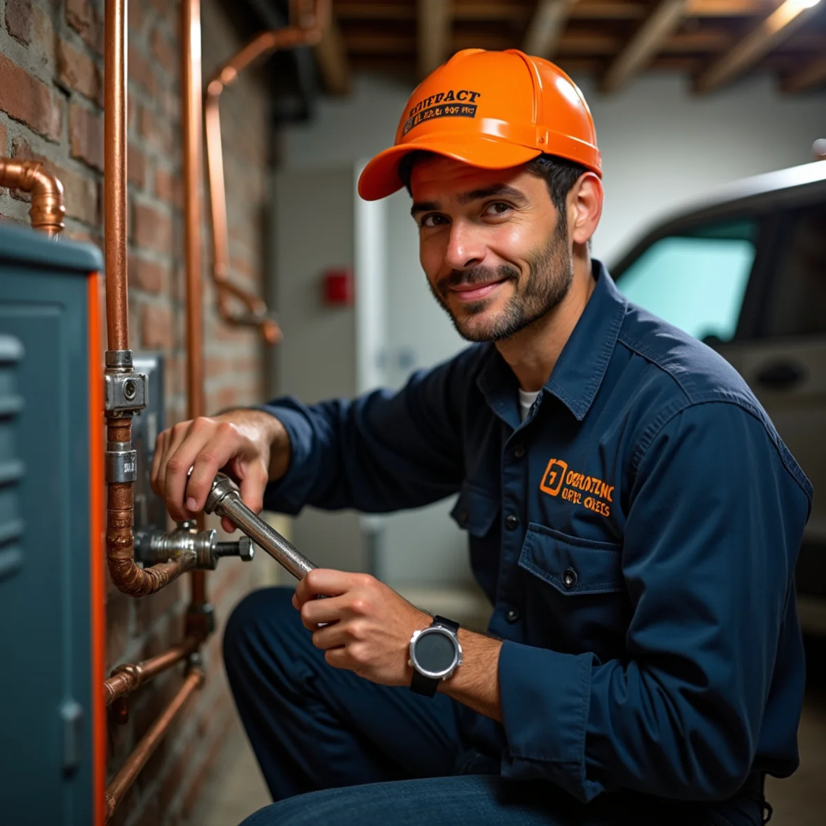 Werth-Aire technician servicing a hot-water boiler in an older Pittsburgh home