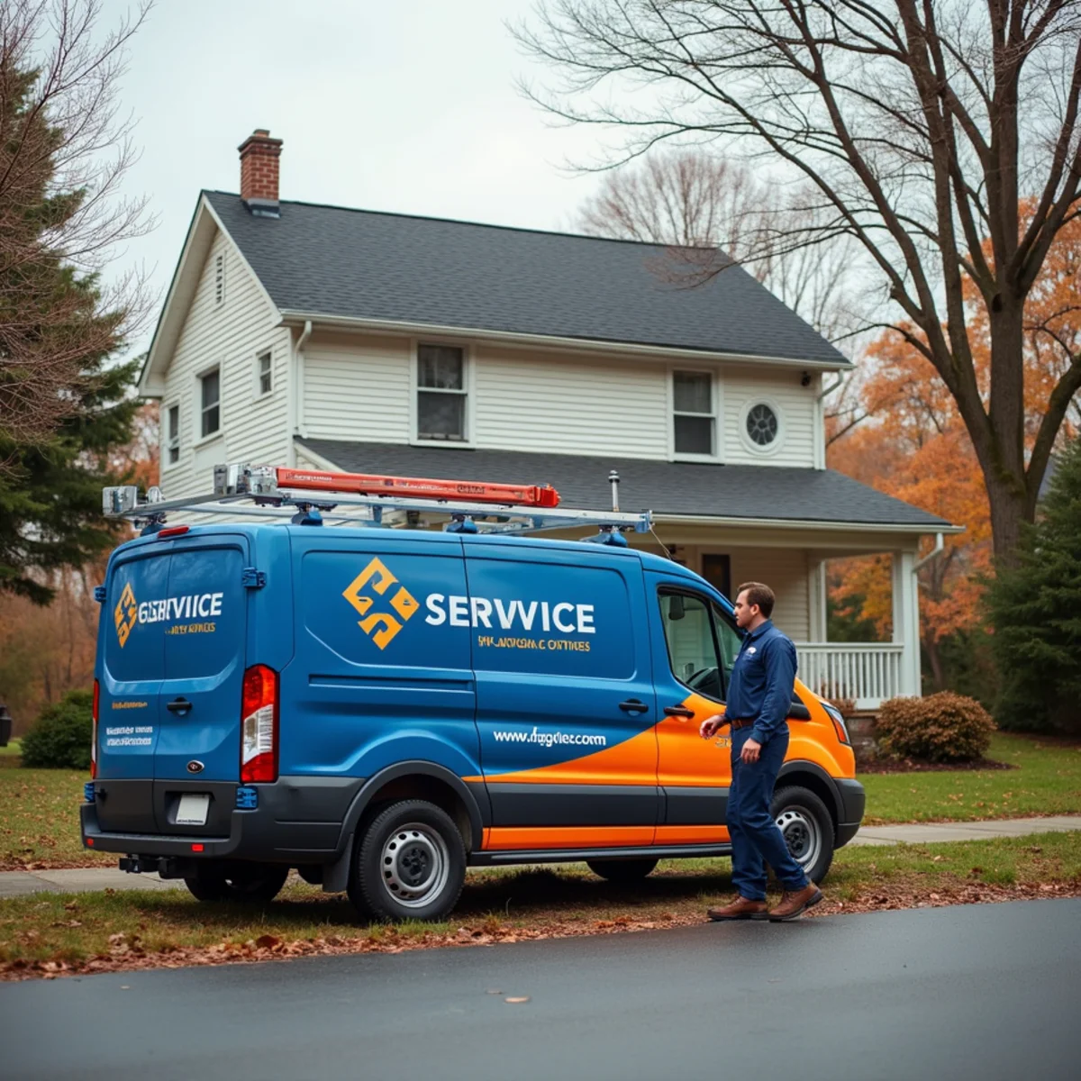 Werth-Aire technician servicing a rooftop unit in Monroeville, PA