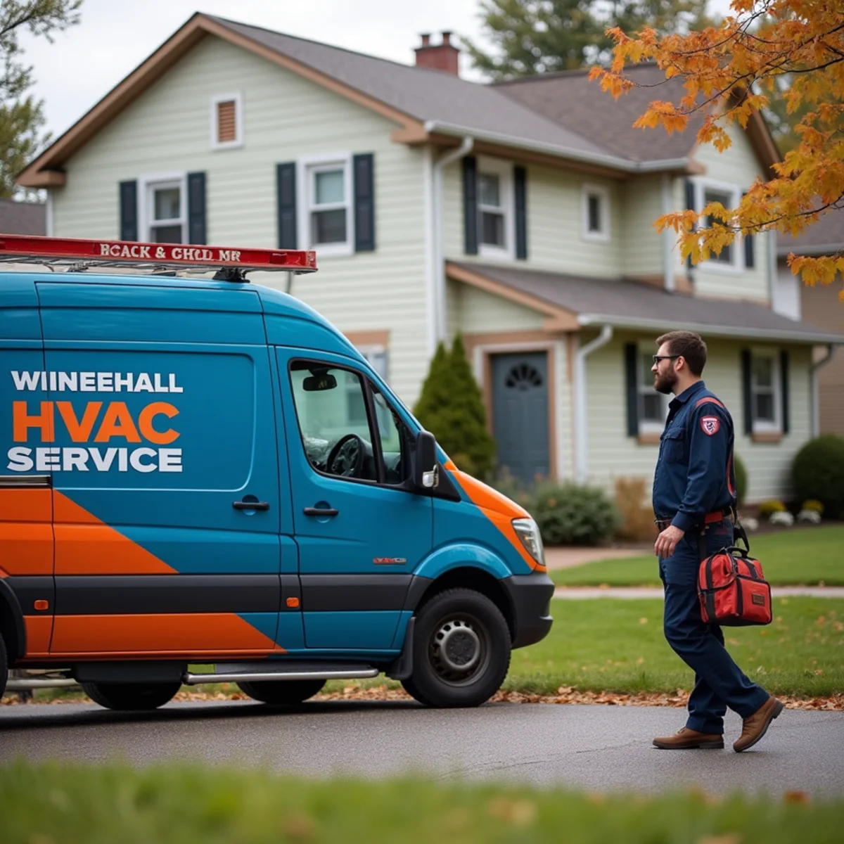 Werth-Aire technician servicing an HVAC system in a Whitehall, PA home